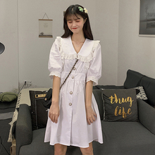 Summer Women's 2019 New Japanese Vintage Half Sleeve Dress Fashion Casual College Elegant Sweet Dress 2024 - buy cheap