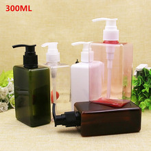 (20pcs)300ML empty clear/brown square emulsion screw pump bottle  300cc Shampoo, shower gel plastic packing bottle 2024 - buy cheap