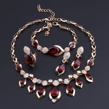 OEOEOS-Conjunto de joyería africana de cristal para mujer, conjunto de 8 colores a la moda, collar de boda, pendientes, pulsera, anillo 2024 - compra barato
