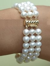 Charming Fancy men Women's jewelry 8-9mm white Akoya pearl Bracelet 7.5-8" 2024 - buy cheap