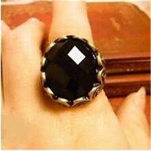 NJ44 горячая Распродажа винтажные черные большие хрустальные кольца на палец персональная Мода Резные драгоценные камни никогда не убрали даты оптовая продажа 2024 - купить недорого
