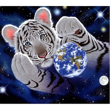 Diamond Painting Cross Stitch Animal Tiger Planet 5D Full Square Drill Embroidery Crystal Rhinestone Mosaic Picture Diamonds 2024 - buy cheap