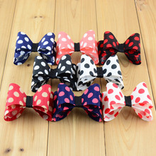 64pcs/lot 3.2" Newborn Luxe Dot Hair Bows without clip 8colors Handmade Hard Satin Bow For girls Hair Accessories HDJ33 2024 - buy cheap