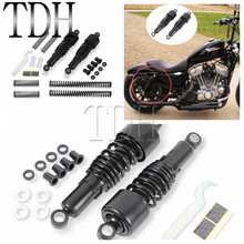 Amortecedores de suspensão traseira da motocicleta preto dianteiro traseiro baixando slammer kit para harley sportster xl883 xl1200 1988-2003 2024 - compre barato