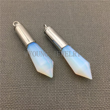 MY0273 Opal Spike Point Pendant with Large Pure Gold Color Cap,Healing Stone Pillar Pendant for Necklace Making 2024 - buy cheap