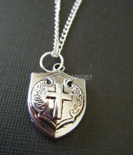 Vintage Silver Medieval Shield Cross Necklace Pendant Chain Charms Choker Necklace Fashion Jewelry For Women Accessories Gifts 2024 - buy cheap