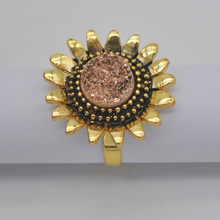 Rosa de cristal incrustaciones de piedra flor dedo anillo tamaño 9 joyería para mujer regalo X070 2024 - compra barato