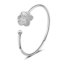 LUKENI 2018 Hot Sale Flower Bangles For Women Jewelry Female Fashion 925 Sterling Silver Bracelets Girl Christmas Accessories 2024 - buy cheap