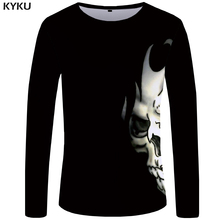 KYKU-Camiseta de manga larga con calavera para mujer, camiseta negra, ropa Punk Rock, Camiseta con estampado 3d de Diablo, ropa de Hip Hop para mujer, Tops de verano 2024 - compra barato