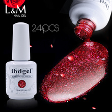 Ibdgel-esmalte de uñas de Gel UV brillante Color rojo, arte de esmalte de uñas, envío rápido, 24 Uds. 2024 - compra barato