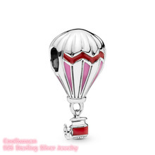 Summer 100% 925 Sterling Silver Hot Air Balloon Charm Pink , Red Enamel beads Fits Original Pandora bracelets Jewelry 2024 - compre barato