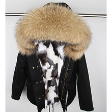 Jaqueta de inverno forro de pele de raposa real, parka militar, casaco com capuz de pele de guaxinim grande 2020 2024 - compre barato