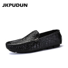 JKPUDUN Big Size Italian Mens Loafers Crocodile Shoes Leather Luxury Brand Designer Fashion Dress Shoes Men Casual Driving Shoes 2024 - buy cheap