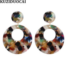 Kuziduocai brincos de moda feminina, joias bohe punk redondas de acetato e fibra círculo declaração brincos para mulheres 2024 - compre barato