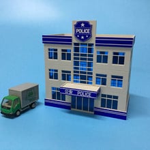 Estación de Policía de plástico a escala 1/87 HO, maqueta de tren Ho, arenero, diseño de montaje de construcción 2024 - compra barato