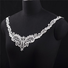 5Pcs High Quality Motif Applique White Neck Neckline Collar Flower Venise Lace Trims Craft 38X23cm YL0034 2024 - buy cheap