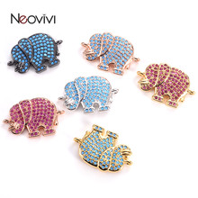 Nevivi-pingente de elefante para fazer joias, contas espaçadoras de cobre roxo azul com faixa de zircônia cúbica para pulseiras, colares, diy, achados 2024 - compre barato