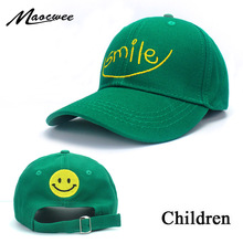 Boné infantil unissex, chapéu para meninas e meninos, boné de beisebol bordado com letra e sorriso para crianças 2024 - compre barato