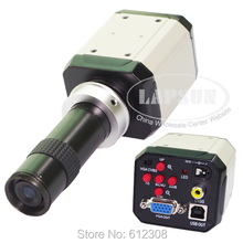 Цифровой промышленный микроскоп 2 Мп HD 120X, видео промышленная Лупа 3 в 1 VGA USB AV TV камера + 40 мм C-образное Крепление объектива для лаборатории PCB 2024 - купить недорого