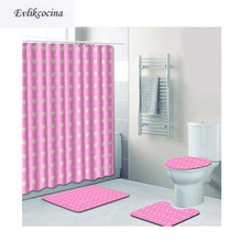 Бесплатная доставка, партиями по 4 шт. банйо паспас Ванная комната розовый ковер туалет коврик для ванной комнаты Набор Сердце Tapis Salle De Bain Alfombra Bano Tapete Banheiro 2024 - купить недорого
