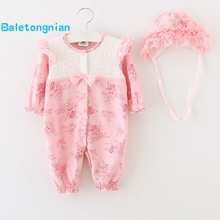 Cute Newborn Baby Girl Clothes New Style Girls Princess Bow/Flowers Romper & Hat 2pcs Long Sleeve Baby Clothing Set Outfits 2024 - buy cheap