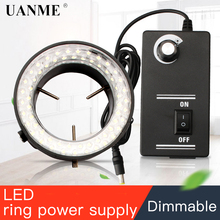 Lâmpada led uanme 144 ajustável, luz de anel para microscópio industrial, câmera 2024 - compre barato