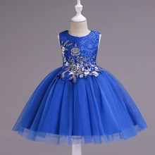 Girl Dress Kids Dresses For Girls  Lace Embroidery Princess dress Baby Girl Clothes Summer Sleeveless Dress Kids blue dress 2024 - buy cheap