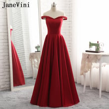 JaneVini Simple Burgundy Bridesmaid Dresses A Line Pleats Boat Neck Backless Satin Formal Prom Gowns Vestidos De Fiestas Largos 2024 - buy cheap