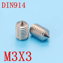 Tornillos sin cabeza DIN914 m3x3 M3 * 3 de acero inoxidable, rosca métrica, punta cónica, hexagonal, 1000 unidades 2024 - compra barato
