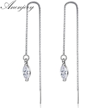 ANENJERY 925 Sterling Silver AAA Zircon Water Drop Long Tassel Earrings For Women Elegant Jewelry S-E288 2024 - buy cheap