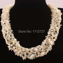 Collar de hilo de 4x8mm para mujer, abalorios de concha de perla blanca, joyería para mujer, piedra Natural de 18 "L BV80 2024 - compra barato