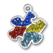 Wholesale Multicolor Crystal Rhinestones Autism Awareness Jigsaw Puzzle Piece Charms 2024 - buy cheap