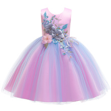 Цветочное платье для девочек, детское свадебное платье, официальное пышное платье принцессы для девочек Вечерние вечернее платье, детская одежда, платья 2024 - купить недорого
