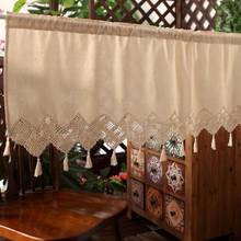 150cm width American countryside style cotton linen embroidered coffee curtain decorative short curtain window kitchen curtains 2024 - buy cheap
