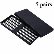 5 Pairs Stainless Steel Square Chopsticks Chinese Stylish Light Weight Chinese Chopsticks Metal Non-slip Design Kitchen Tools 2024 - buy cheap