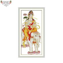 Joy monday guanyin decoração para casa r535 (2) 14ct 11ct contagem estampada taoismo bordado kit de ponto cruz 2024 - compre barato