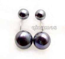 5-6mm and 9-10mm Flat Round Natural Black Pearl Earring for Women Double Sided Ear Stud Front Back Stud Earrings Jewelry ear452 2024 - buy cheap