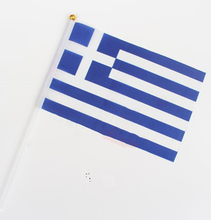 14 * 21 CM Greek Flag Polyester standard Flag hand waving flags  Greece Flag with Plastic Flagpoles 5pcs 2024 - buy cheap