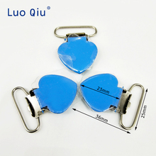 Clips de tirantes con forma de corazón esmaltado, 25MM, con dientes de plástico, Clip de Metal para chupete, Clips para ropa, 10 unids/lote, nuevos 2024 - compra barato