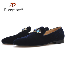Piergitar 2019 new style Four Colors Rhinestone men shoes Fashion Party and wedding men loafers Slip-on Men's Casual Shoes 2024 - buy cheap