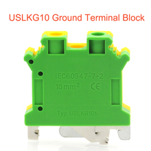 USLKG10 Ground Terminal Blocks DIN Rail Screw Terminal Blocks UK-10N Yellow Green Earthing Morsettiera Connector 10mm2 Bornier 2024 - buy cheap