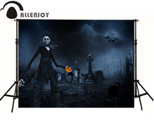Allenjoy Photographic backdrop Skull Pumpkin Black Cat Cemetery Halloween Terror Black Photocall backgrounds for photo studio 2024 - buy cheap