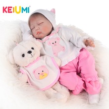 KEIUMI 22 Inch Toys Cute Reborn Baby Doll Soft Silicone Vinyl For Lifelike Close Eyes Fashion Children Playmates For Girls Gifts 2024 - buy cheap