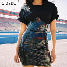Sibybo High Waist PU Leather Sexy Skirts Women Fashion Zipper Sheath Summer Short Skirt 2020 Black Ladies Bodycon Clothes 2024 - buy cheap