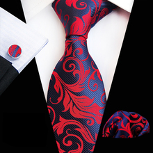 3 Pcs/Set 8cm Formal Ties Set for Men Blue Red Paisley Necktie Sets with Handkerchief Cufflink 2024 - buy cheap