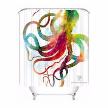 Custom Octopus Bathroom Acceptable Shower Curtain Polyester Fabric Bathroom Curtain #180320-01-153 2024 - buy cheap