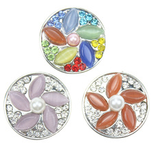 10pcs/lot New Snap Jewelry Rhinestone Flower 18MM Snap Buttons Vintage Alloy Snap fit Snap Bracelet For Women Jewelry 2024 - купить недорого