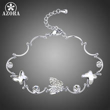 AZORA Three Butterfly Charms Bracelet For Women With Clear Austrian Crystal Stone Party Fashion Jewelry Gift For Girl TS0186 2024 - buy cheap
