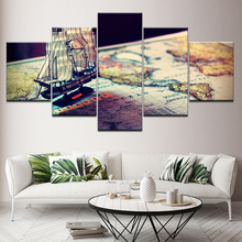 Canvas Painting Small fresh beautiful map 5 Pieces Wall Art Painting Modular Wallpapers Poster Print for living room Home Decor 2024 - buy cheap