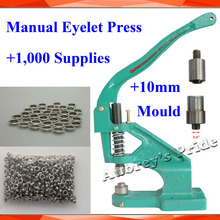 Máquina de prensa de ojal Manual de Metal, molde de troquel de 10mm, suministros de ojales de 1.000, banderines 2024 - compra barato